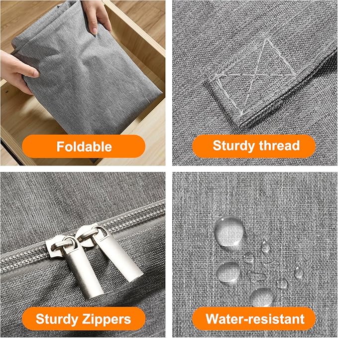 2 Pack 105L Comforter Storage Bags, Extra Large Bedding Storage Bags with Category Card and Clear Window, Reinforced Handles & Zippers, Foldable Closet Organizers for Blanket Pillow