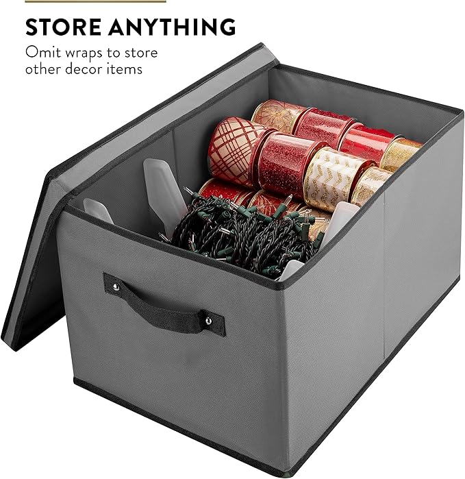 ZOBER Christmas Light Storage Reels - Christmas Light Organizer With 4 Plastic Wheels - Fits 200 Mini Lights Per Spool, Lights Storage - Strong & Durable Material - Stitched Reinforced Handles - Gray