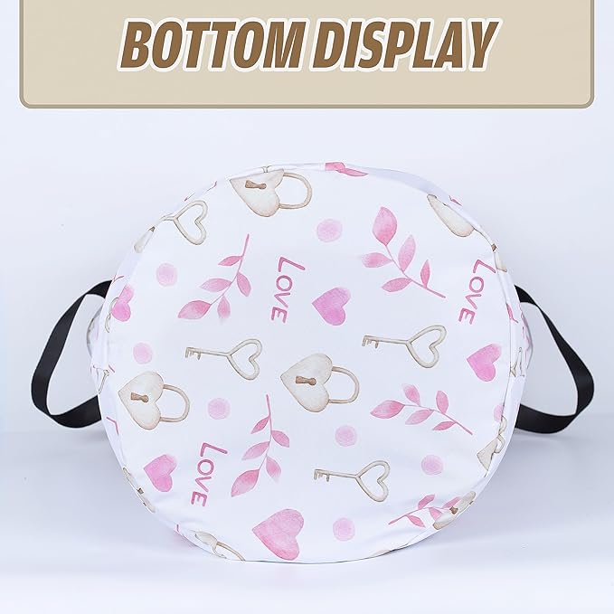 Love Cylinder Key Laundry Basket Pink Heart Foldable Oxford Cloth Tote Bag Laundry Hamper Clothes Storage Bucket Organizer For Bathroom/Laundry Storage/Bedroom 17.7x13.7Inch