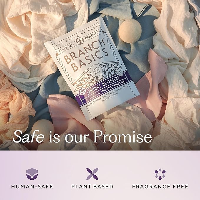 Branch Basics Laundry Detergent – 2 Pack, 4lbs per | Plant & Mineral-Based Formula | Lifts Stains & Removes Odor | Plastic-Free, Fragrance-Free & Safe for Sensitive Skin