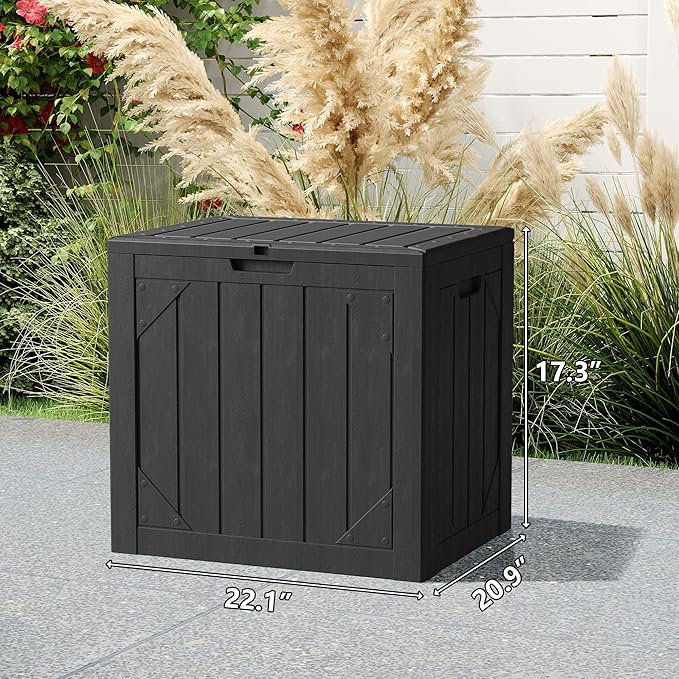 31 Gallon Resin Deck Box Waterproof Outdoor Storage Box for Patio Furniture Pool Accessories Indoor Storage for Cushion Garden Tools, Black