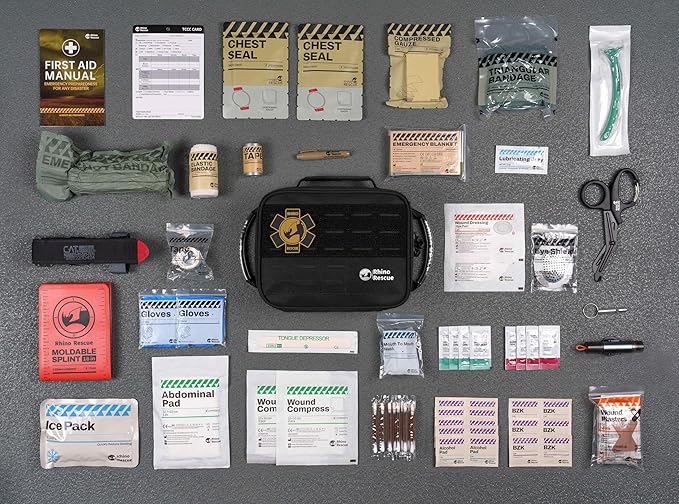 RHINO RESCUE Vehicle IFAK Trauma Kit with C-A-T Tourniquet, Tactical First Aid Kit Molle Pouch Black
