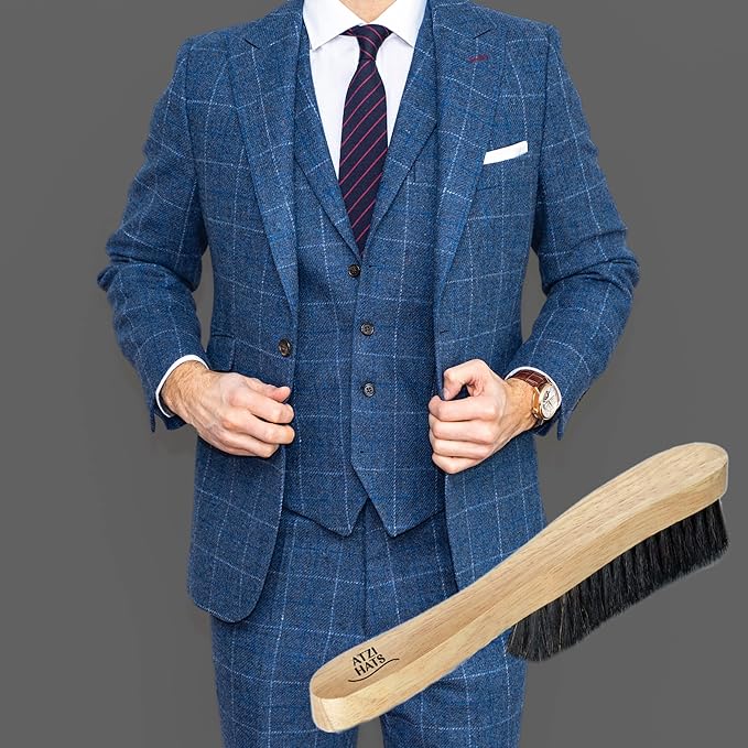 Fedora Hat Brush Lint Remover Duster Brushes for Felt Hats 100% Horse Hair (Black) Wood Brush