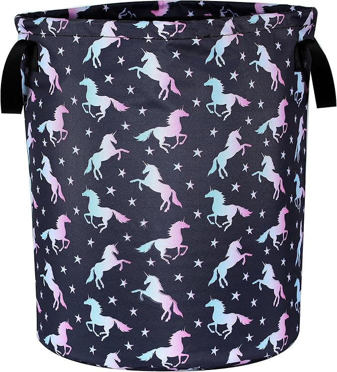 Unicorn Laundry Basket Animal Foldable Oxford Cloth Funny Tote Bag Laundry Hamper Clothes Storage Bucket Organizer For Bathroom/Laundry Storage/Bedroom Storage Basket 17.7x13.7 Inch