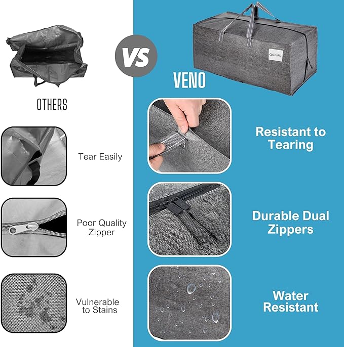 VENO 8 Pack Heavy Duty Moving Bags with Backpack Straps, Zippers & Handles, Extra Large Packing Bags for College Dorm Essentials, Moving Supplies Alternative to Cardboard Moving Boxes