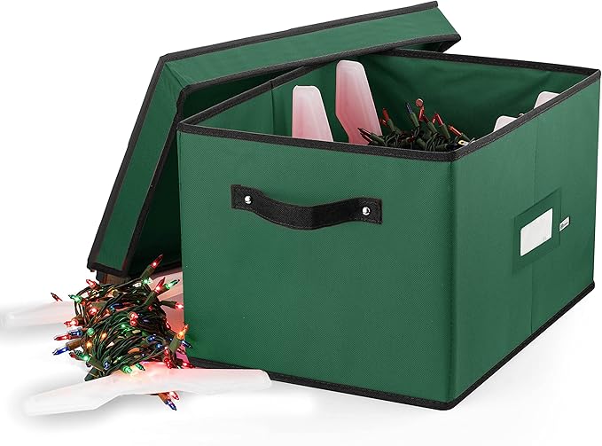 ZOBER Christmas Light Storage Reels - Christmas Light Organizer With 4 Plastic Wheels - Fits 200 Mini Lights Per Spool, Lights Storage - Strong & Durable Material - Stitched Reinforced Handles - Green