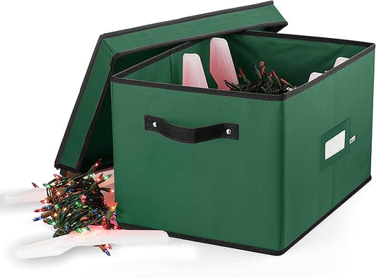 ZOBER Christmas Light Storage Reels - Christmas Light Organizer With 4 Plastic Wheels - Fits 200 Mini Lights Per Spool, Lights Storage - Strong & Durable Material - Stitched Reinforced Handles - Green