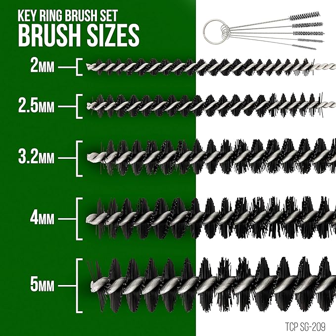Master Airbrush 13 Piece Airbrush Cleaning Kit - Glass Cleaning Pot Jar with Holder, 5 pc Cleaning Needles, 5 pc Cleaning Brushes, 1 Wash Needle, & How to Link Card