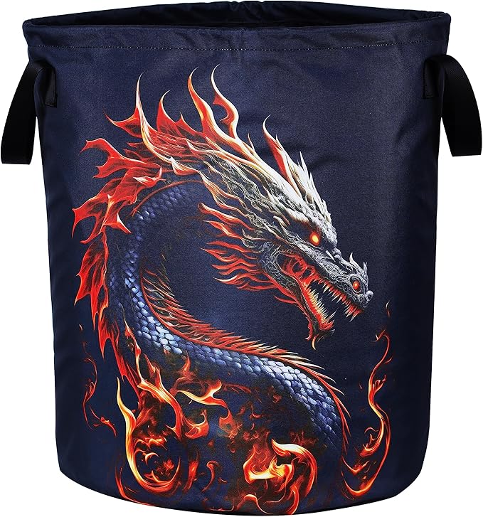 Dragon Laundry Basket Myth Animal Foldable Oxford Cloth Funny Tote Bag Laundry Hamper Clothes Storage Bucket Organizer For Bathroom/Laundry Storage/Bedroom Storage Basket 17.7x13.7Inch