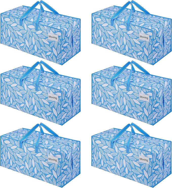 VENO 6 Pack Heavy Duty Moving Bags with Backpack Straps, Zippers & Handles, Extra Large Packing Bags for College Dorm Essentials, Moving Supplies Alternative to Cardboard Moving Boxes