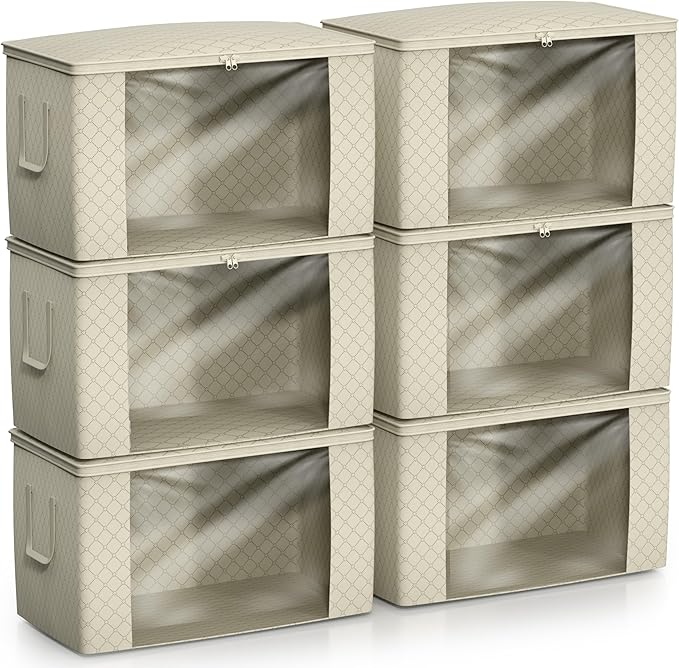 Sorbus Foldable Storage Bag Organizers, Large Clear Window & Carry Handles, Great for Clothes, Blankets, Closets, Bedrooms, and more