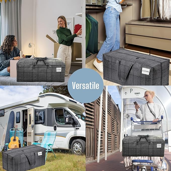 VENO 2 Pack Heavy Duty Moving Bags with Backpack Straps, Zippers & Handles, Extra Large Packing Bags for College Dorm Essentials, Moving Supplies Alternative to Cardboard Moving Boxes
