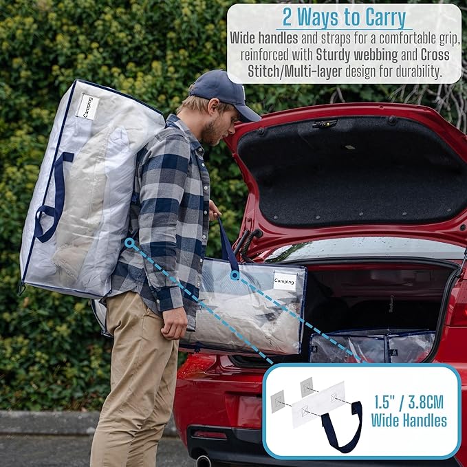 VENO 4 Pack Heavy Duty Moving Bags with Backpack Straps, Zippers & Handles, Extra Large Packing Bags for College Dorm Essentials, Moving Supplies Alternative to Cardboard Moving Boxes