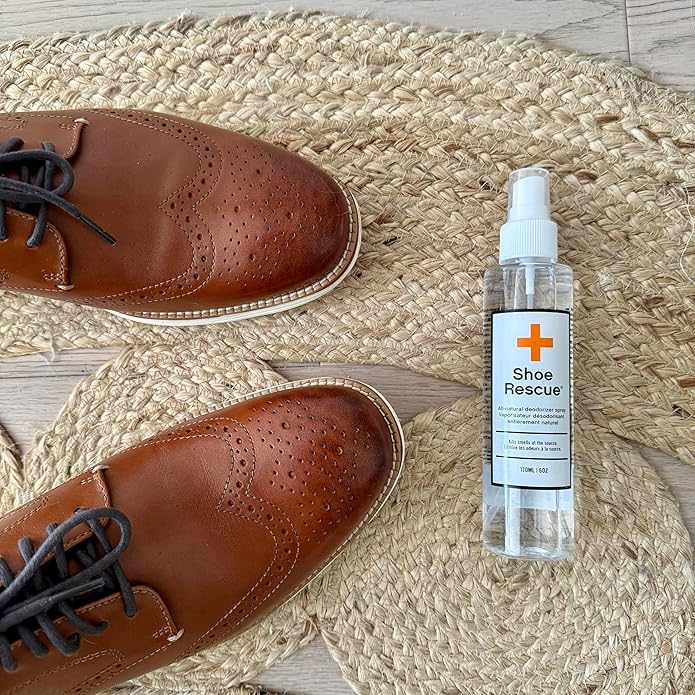 BootRescue All-Natural Premium Shoe Deodorizer Spray. Eliminates Odor & Refreshes Sneakers, Running & Tennis Shoes, Work Boots, Sandals, Gym Bag, All Footwear. Long Lasting Smell Eliminator, 170mL/6oz