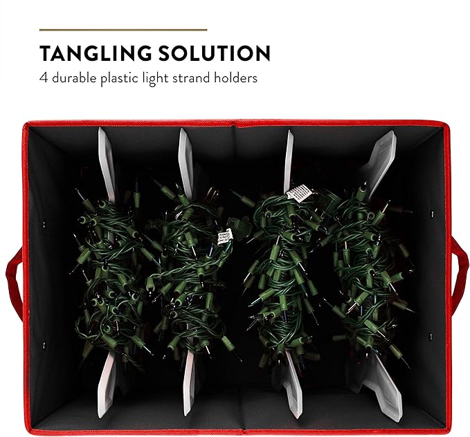 ZOBER Christmas Light Storage Reels - Christmas Light Organizer With 4 Plastic Wheels - Fits 200 Mini Lights Per Spool, Lights Storage - Strong & Durable Material - Stitched Reinforced Handles - Black