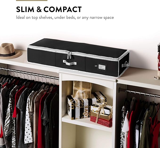 ZOBER Gift Wrapping Paper Organizer Storage - 40" Gift Wrap Storage Containers with Interior Pockets for Bows, Tags & Ribbons - Wrapping Paper Holder, 600D Oxford, Fits 24 Standard Rolls, Black/White