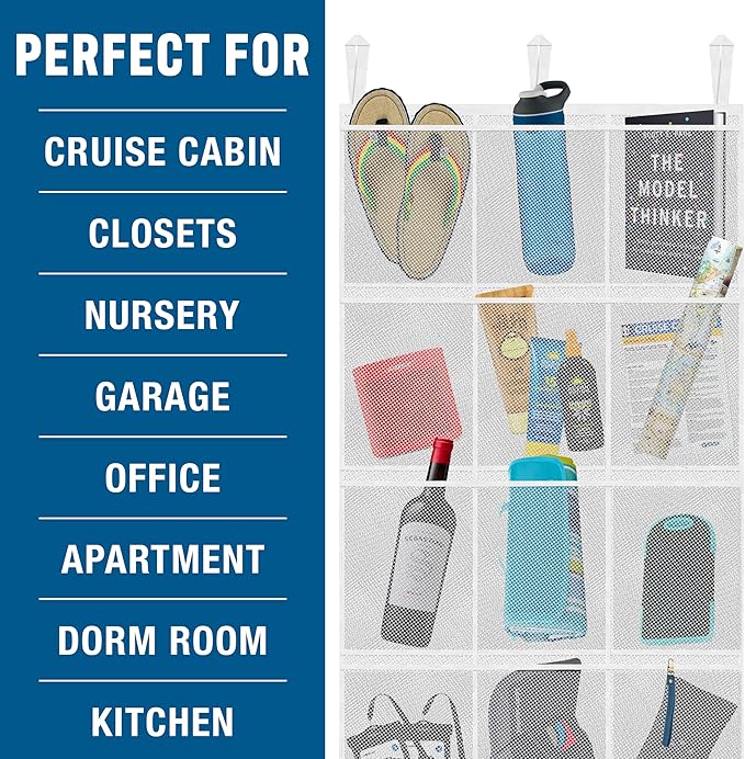 Cruise On Large Mesh Over-the-Door Organizer, 15-Pocket Hanging Storage for Cruise & Home (24"x60"),Travel Essential for 2026-2027, Shoe & Bathroom Organizer for Closet, Cabin, or Behind-Door Storage