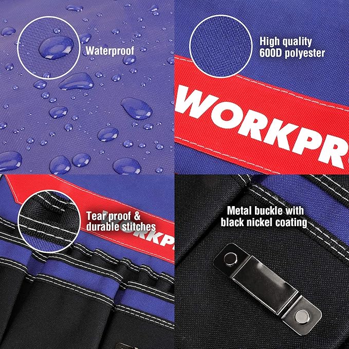 WORKPRO Bucket Tool Organizer with 51 Pockets Fits to 3.5-5 Gallon Bucket (Tools Excluded)