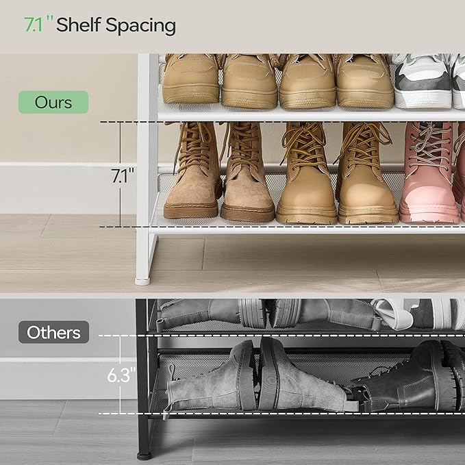 Shoe Rack,10 Tier Metal Shoe Organizer,Max Holds 50 Pairs,Heavy Duty Shoes Shelf for Garage, Entryway, Closet,White
