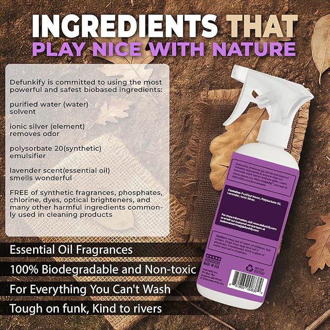 Fabric Freshener Spray, 32oz. 'Lavender' Odor Remover Spray. Shoe Deodorizer, Carpet Deodorizer, Odor Eliminator for Strong Odors Cleaning Supplies. ProvenSafe™ Fabric Freshener for Sensitive Gear