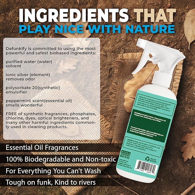 Fabric Freshener Spray, 32oz. 'Peppermint' Odor Remover Spray. Shoe Deodorizer, Carpet Deodorizer, Odor Eliminator for Strong Odors Cleaning Supplies. ProvenSafe™ Fabric Freshener for Sensitive Gear