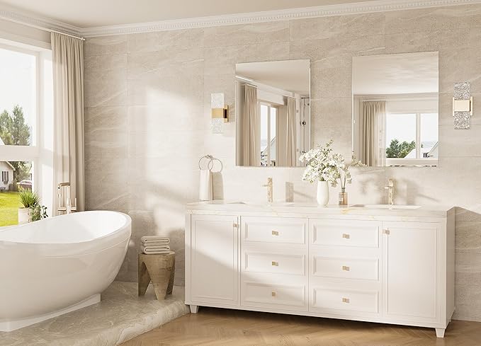 TokeShimi 24x32 Frameless Bathroom Vanity Mirrors for Over Sink, Modern Rectangle Bathroom Mirrors for Wall with Polished Edge Shatterproof Decorative Mirror for Bedroom, Living Room, Entryway