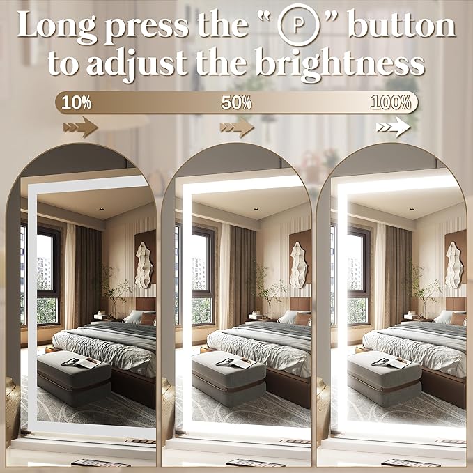 FENNIO Large Vanity Mirror with Lights，35.5" x 27" LED Makeup Mirror，Hollywood Mirror with 3 Color Modes & Adjustable Brightness，Vanity Mirror Square White