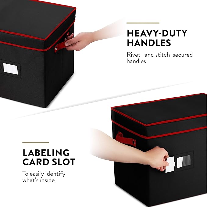 ZOBER Christmas Light Storage Reels - Christmas Light Organizer With 4 Plastic Wheels - Fits 200 Mini Lights Per Spool, Lights Storage - Strong & Durable Material - Stitched Reinforced Handles - Black