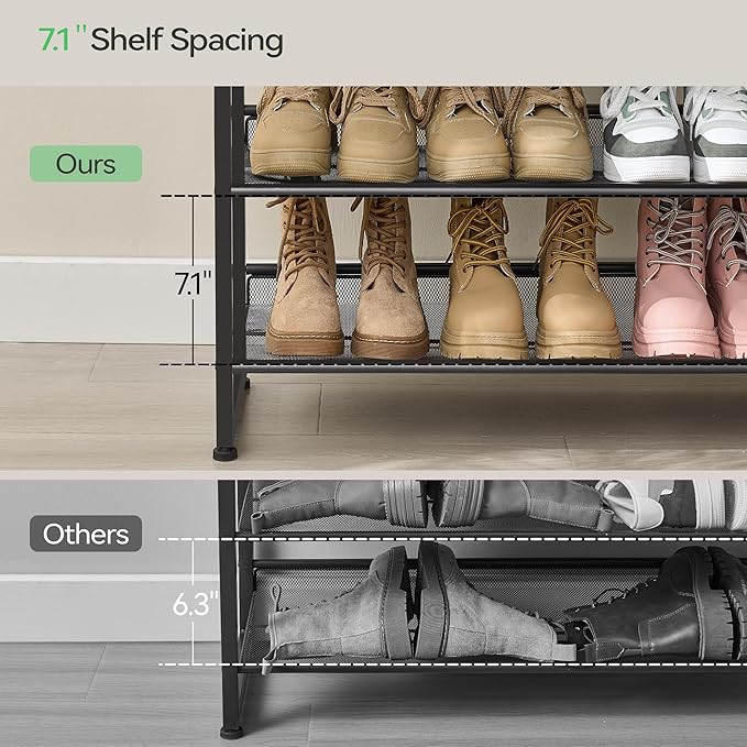 Shoe Rack,10 Tier Metal Shoe Organizer,Max Holds 50 Pairs,Heavy Duty Shoes Shelf for Garage, Entryway, Closet,Black