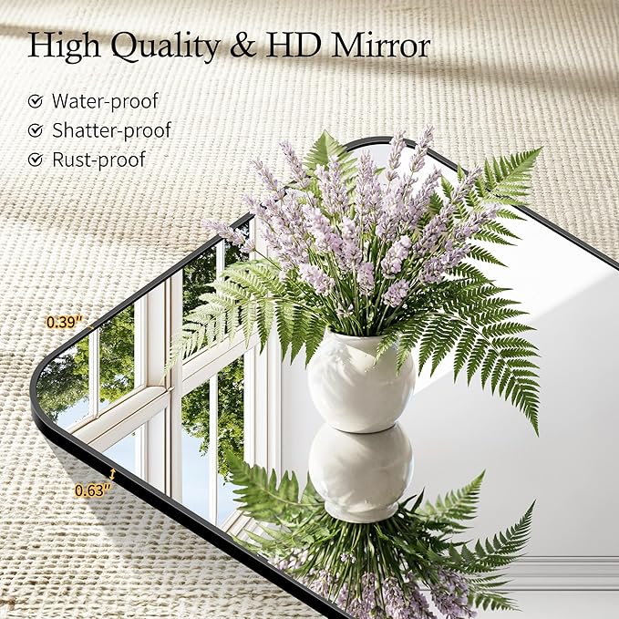 Bathroom Mirror, 30x60 inch Black Rectangle Wall Mounted Mirror with Thin Frame, Large Bathroom Vanity Mirrors for Over Sink, Entryway, Living Room, Bedroom