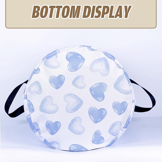 Blue Heart Laundry Basket Funny Cartoon Foldable Oxford Cloth Tote Bag Laundry Hamper Clothes Storage Bucket Organizer For Bathroom/Laundry Storage/Bedroom Storage Basket 17.7x13.7Inch