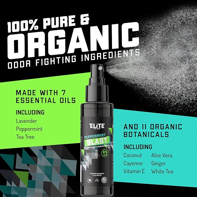 Elite Sportz Shoe Deodorizer (800+ Sprays) - Foot Spray and Shoe Odor Eliminator - No More Smelly Shoes or Stinky Feet with our Peppermint Shoe Freshener - Small Gift for Men & Women
