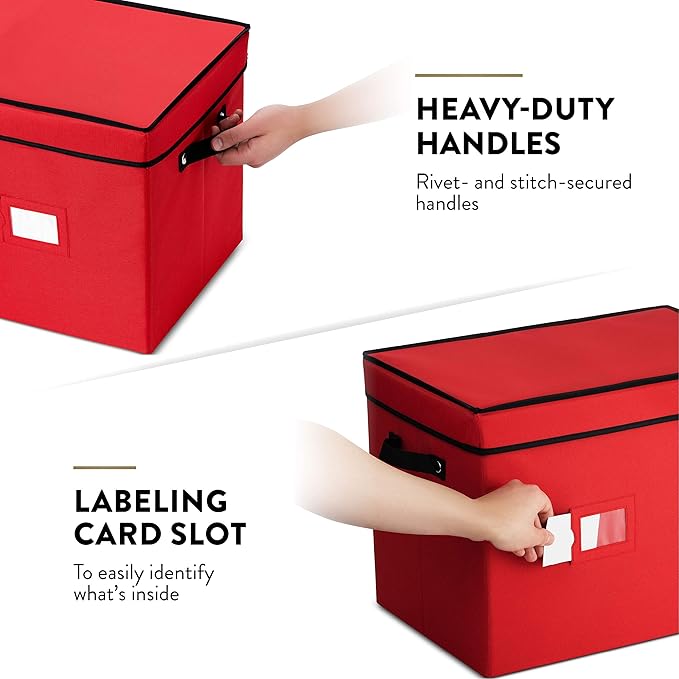 ZOBER Christmas Light Storage Reels - Christmas Light Organizer with 4 Plastic Wheels - Fits 200 Mini Lights Per Spool, Lights Storage - Strong & Durable Material - Stitched Reinforced Handles - Red