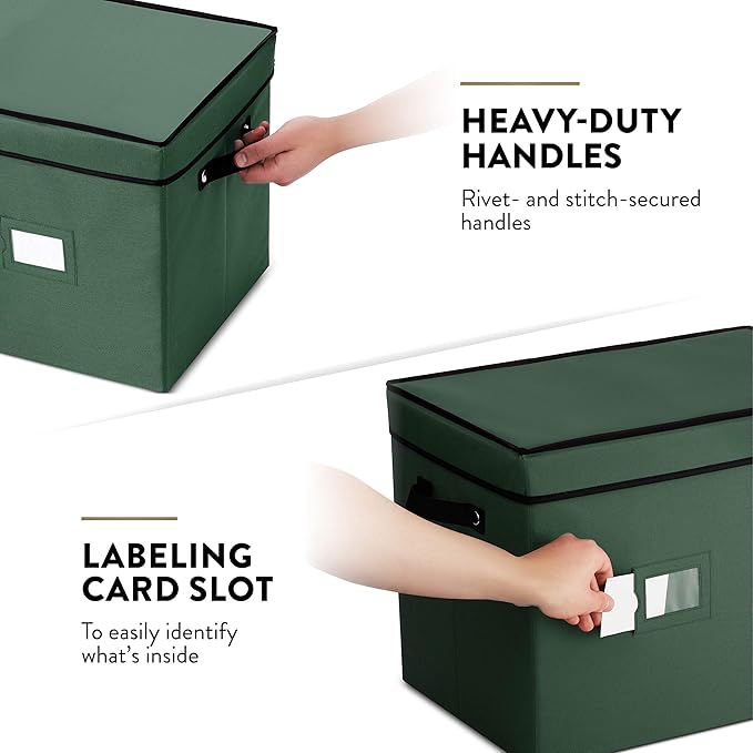 ZOBER Christmas Light Storage Reels - Christmas Light Organizer With 4 Plastic Wheels - Fits 200 Mini Lights Per Spool, Lights Storage - Strong & Durable Material - Stitched Reinforced Handles - Green