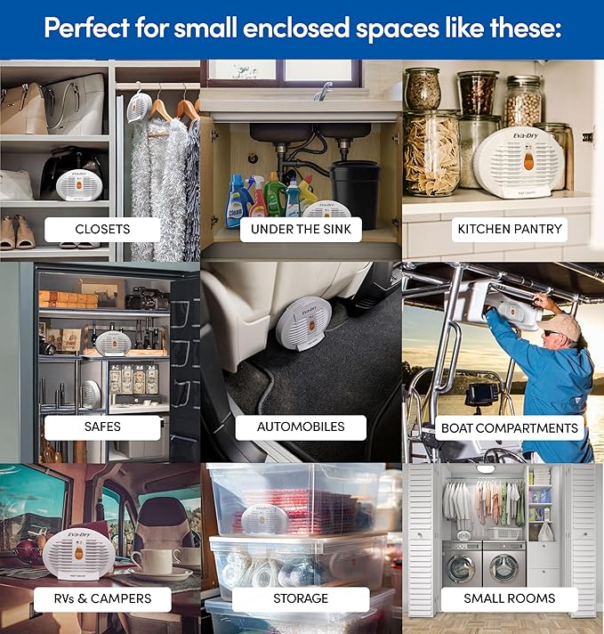 Eva-Dry E-500 Renewable dehumidifier, Pack of 5, white, perfect for closets, bathrooms, safes, boats, and RVs