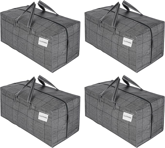VENO 4 Pack Heavy Duty Moving Bags with Backpack Straps, Zippers & Handles, Extra Large Packing Bags for College Dorm Essentials, Moving Supplies Alternative to Cardboard Moving Boxes