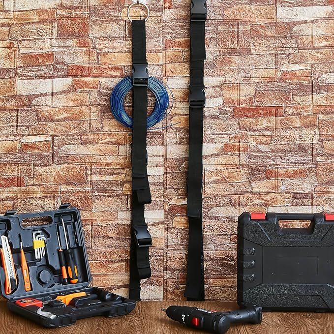 4 Pcs Extension Cord Organizers and Storage Garage Extension Cord Holder with 5 Slots Organizer Black Cord Organizer Straps for Vertical Space Cable Hose Rope String Lights