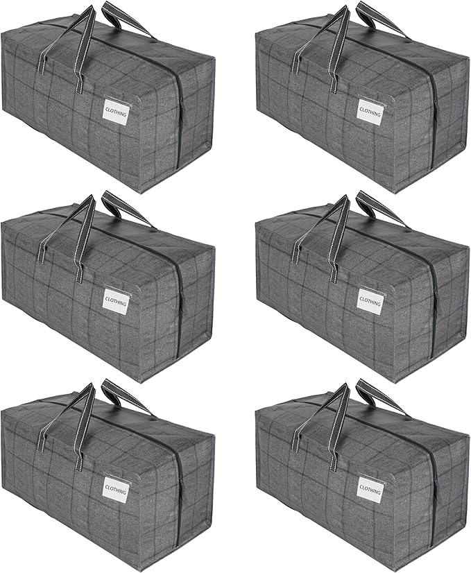VENO 6 Pack Heavy Duty Moving Bags with Backpack Straps, Zippers & Handles, Extra Large Packing Bags for College Dorm Essentials, Moving Supplies Alternative to Cardboard Moving Boxes
