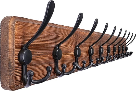 SKOLOO Rustic Large Coat Rack Wall Mount-38.6'' Long Coat Rack for Wall, Wood Coat Rack Hook, Farmhouse Coat Hanger Wall Mount for Hanging Jacket Coat