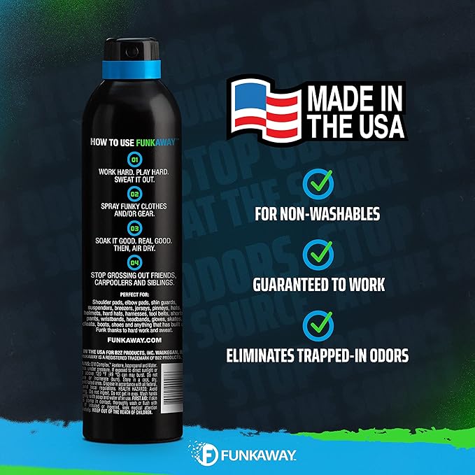 FunkAway Big Jobs Aerosol Spray, 13.5 oz., 6 Pack, Extreme Odor Eliminator Spray, Ideal for Shoe Smells, Pet Odors and Large Stuff that Won't Fit in the Wash; Attacks Musty Odors at the Source