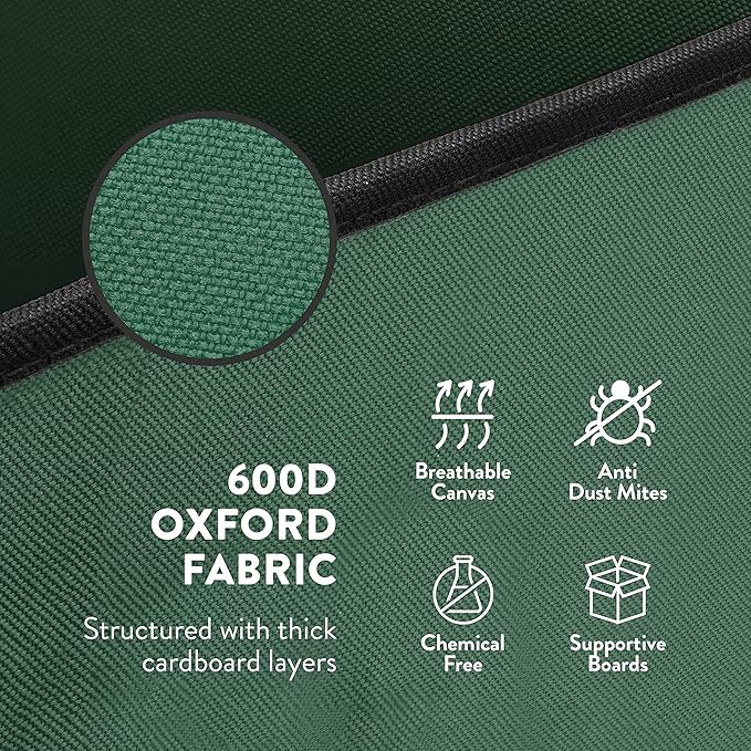 ZOBER Christmas Ornament Storage Box - Stores 64 3" Ornaments with Drawer Style Trays - Tear Proof 600D Oxford Fabric - Ornament Organizer Storage Box, Durable Christmas Containers Holder - Green