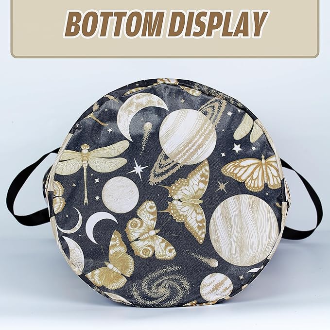 Moon Butterfly Laundry Basket Moth Dragonfly Insect Foldable Oxford Cloth Tote Bag Laundry Hamper Clothes Storage Bucket Organizer For Bathroom/Laundry Storage/Bedroom 17.7x13.7Inch