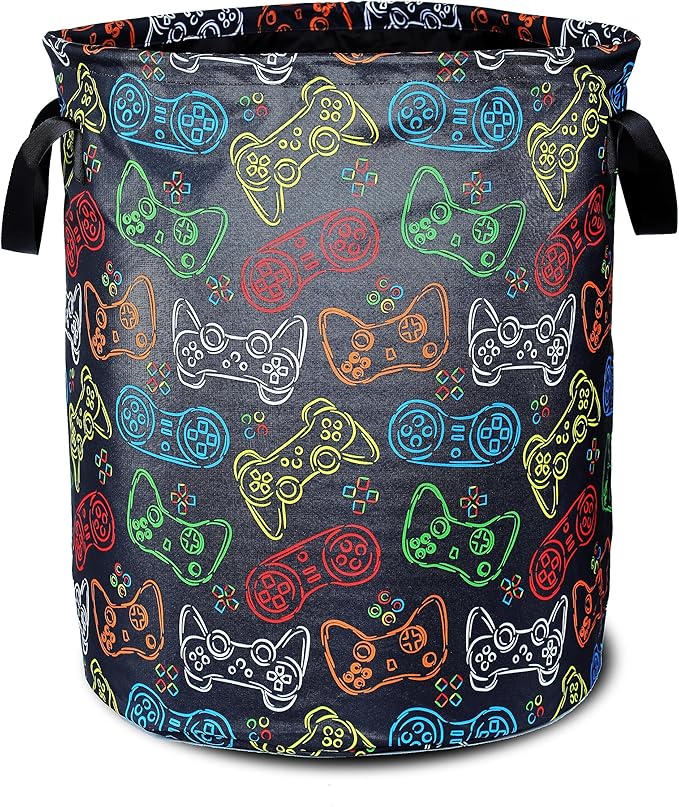 Color Game Machine Laundry Basket Funny Foldable Waterproof Oxford Cloth Tote Bag Laundry Hamper Clothes Storage Bucket Toy Organizer For Bathroom/Laundry Storage/Bedroom Storage Basket 17.7x13.7