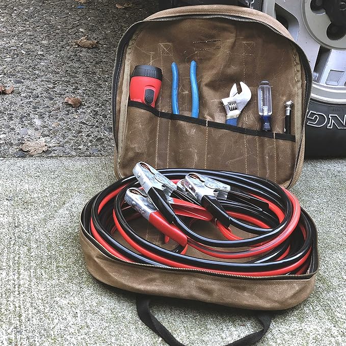 Readywares Waxed Canvas Cable Bag For Jumper Cables, EV Charging Cables, Tow Straps and More