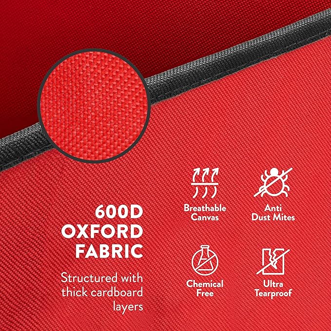 ZOBER Christmas Light Storage Reels - Christmas Light Organizer with 4 Plastic Wheels - Fits 200 Mini Lights Per Spool, Lights Storage - Strong & Durable Material - Stitched Reinforced Handles - Red