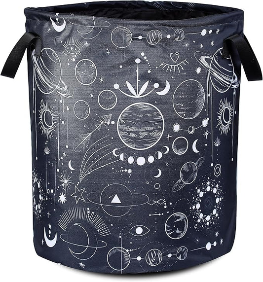 Universe Planet Laundry Basket Moon Phase Foldable Oxford Cloth Funny Tote Bag Laundry Hamper Clothes Storage Bucket Organizer For Bathroom/Laundry Storage/Bedroom 17.7x13.7 Inch